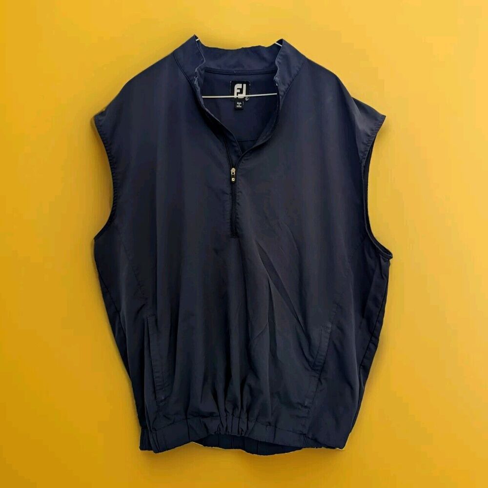 FootJoy Vest Mens Large Navy Blue 1/4 Zip Sleeveless Nylon Stretch Casual Golf